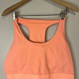 GAPFit Powermove Sports Bra XXL Neon Coral Peach Racerback Keyhole Activewear